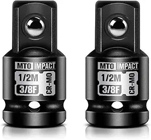 MTO 2-Piece 3/8" Female to 1/2" Male Impact Socket Adapter Set, 3/8" Drive Impact Driver Conversions for Impact Wrench, Chrome Molybdenum Alloy Steel