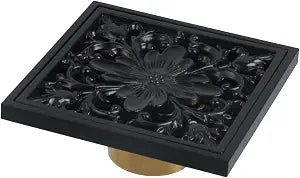 4" Black Square Shower Drain, 10 x 10 CM Insert Hidden Floor Drain