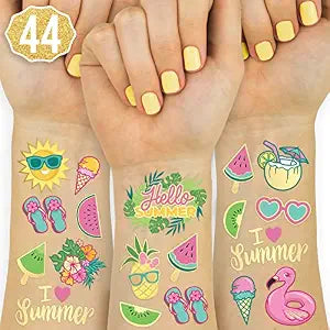 xo, Fetti 62pc Summer Pool Temporary Tattoos | Beach Party Birthday Favors