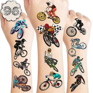 96 PCS Bike Pre-Cut Temporary Tattoos for Boys Girls