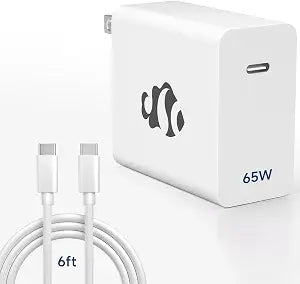 NIMO 65W GaN USB C Fast Charger, Compact PD 3.0 Adapter with 6.6ft Cable, Reliable Laptop Power Block for MacBook Pro/Air, iPhone-17/16 Pro Max, iPad, Sam-sung-S26/S25, PPS Charger for Travel Office