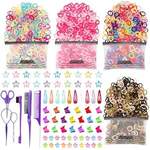 Ooosonlu 876 PCS Girls Elastic Hair Ties Set Hair Elastics for Kids