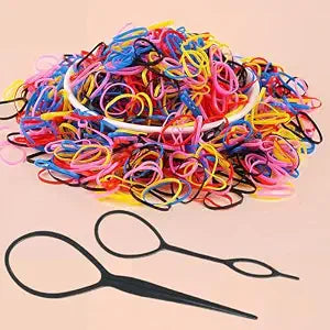 2000PCS Little Elastic Hair Bands for Girls Kids Toddler Women Soft TPU Rubber Bands No Damage No Crease Hair Ties for Braiding Ponytails Includes 2 Topsy Tail Tools Small Accessories (colorful)