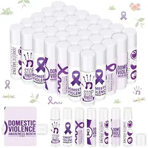 50 Pcs Purple Ribbon Awareness Lip Balm Gifts Bulk Items