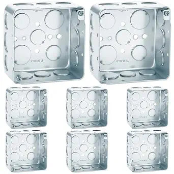 8 Pack Metal Electrical Box, 4 x 4 x 2-1/8 Inch