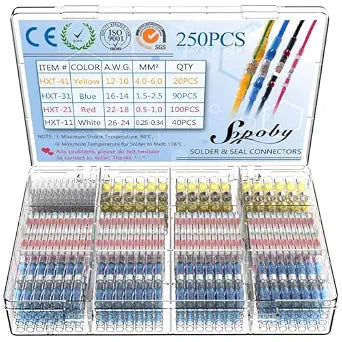 250PCS Solder Seal Wire Connectors, Heat Shrink Solder Butt Connectors Kit