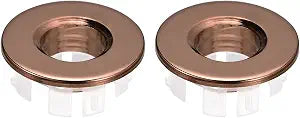 uxcell Sink Trim Overflow Cover, 2Pcs Sink Overflow Rings Bathroom Kitchen Basin Drain Cover Hole Insert in Round Caps, Rose Gold