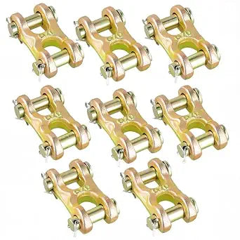 8 Pack 3/8 Inch Twin Clevis Link, Zinc Plated G70 Forged Chain Repair Connectors for Truck Trailer Safety Chains, 6600 lbs Working Load Limit