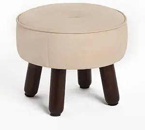 oakvivo 13in Small Foot Stool Ottoman,Round Faux Leather Footrest for Couch