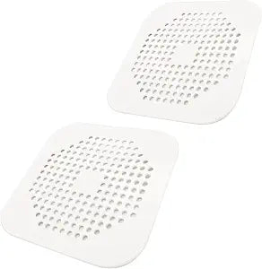 5.7 Inch Large Shower Drain Hair Catcher (2-Pack) - Silicone Square Flat Drain Cover, Fits 5" and 6" Standard Shower Drains, Extra Large Hair Catcher for Bathroom Bathtub & Kitchen Sink - White
