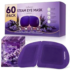 TEAWOO 60 Pack Steam Eye Mask, Heated Eye Masks For Dry Eyes, Lavender