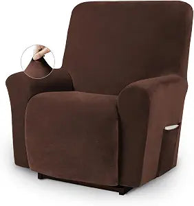 Asnomy Stretch Recliner Chair Covers with Pockets 1-PieceChocolate