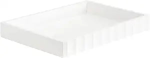 Kate and Laurel Lissi Decorative Rectangle Tray with Wavy Design; 16 x 12; White; Modern Scalloped Serving Tray for Coffee Table Ottoman; Dining Table; or Entryway Catch-All Tray