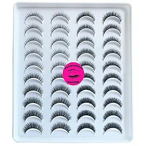 DAODER Lashes Short Eyelashes Natural Look Faux Mink Lashes Wispy Medium Length False Eyelashes 9~11mm Reusable Eye Lashes Pack Variety Styles 20Pairs Black