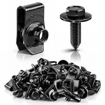 GoaMotors 50PCS 1/4 Body Bolts and U-Nut Clips for Splash Shield Fender