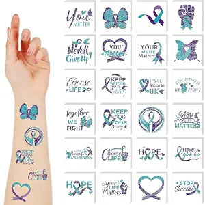 Landhoow 240 Pcs Suicide Prevention Awareness Tattoos Temporary
