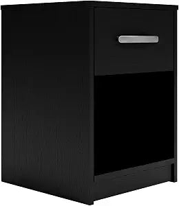 Signature Design by Ashley Finch 1 Drawer Nightstand, Black Bedside Table