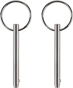 2 Pack Quick Release Pin, Diameter 3/16"(4.8mm), Overall Length 2"(51mm), Usable Length 1-1/2"(38mm), Full 316 Stainless Steel, Bimini Top Pin, Marine Hardware