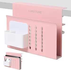 LUKETURE Desk Side Storage Laptop Holder No Drill Clamp On Organizer