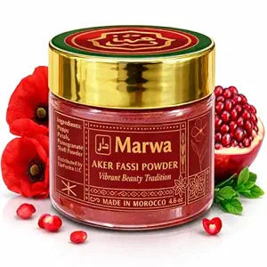 Pure Moroccan Aker Fassi Powder ï¿½ï¿½ï¿½ Natural Lip & Cheek Tint, Beauty Mask & Hammam Ritual ï¿½ï¿½ï¿½ Red Poppy & Pomegranate ï¿½ï¿