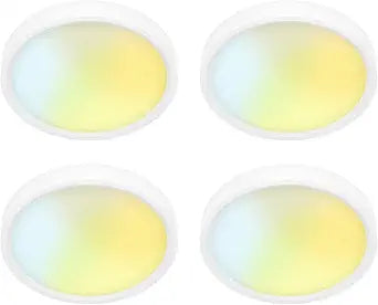 5 Inch Field Selectable 5CCT LED Edgelit Slim Surface Mount Downlight for J-Box, Round, Mini Flat Panel Light, Dimmable, 120VAC, 10W, 620LM, CRI90, ETL, Wet Location, White, 4 Packs