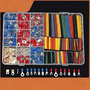 678PCS Electrical Wire Terminal Kit with 350PCS Assorted Copper Connectors (Ring/Fork/Spade) & 328PCS Heat Shrink Tubing  All-in-One Wiring Set for Automotive, Home, DIY Projects
