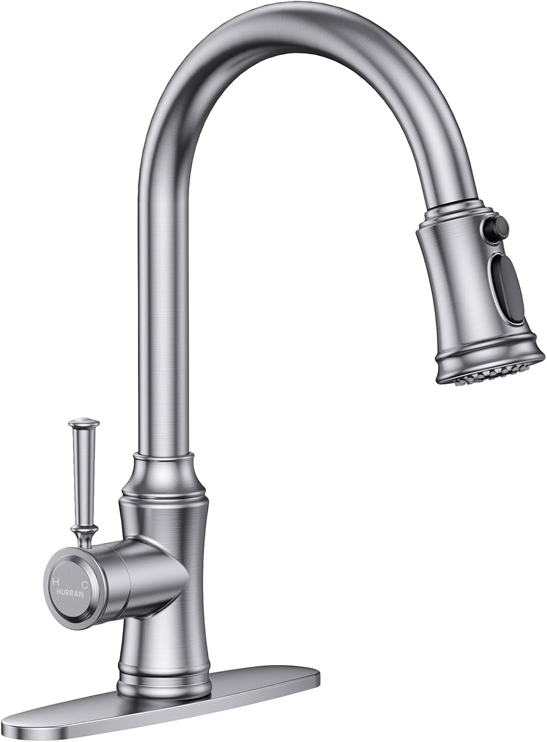HURRAN Kitchen Faucet with Pull Down Sprayer, Brushed Nickel