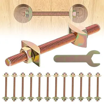 12 Pcs Countertop Connector Bolts, M8x100mm Countertop Joint Fasteners, Furniture Fastening Connectors, Drawbolt/Bed/Butcher Block Joint Connector Kit, Miter Draw Bolt Countertop Flip Connector