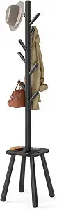 VASAGLE Coat Rack Freestanding, 8 Hooks, Storage Shelf, 69.2 Inch Tall