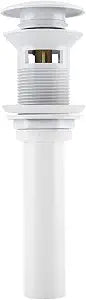 Drain Stopper-Kitchen Bathroom Basin Sink White Coating Brass Pop Up Drain Stopper with Overflow Hole