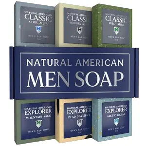 NATURAL AMERICAN Men���s Bar Soap ��� Mens Cologne Scents, 100% All Natural, Essential Oils, Organic Shea Butter, No Harmful Chemicals ��� (6pk) Soap for a Man - USA Handmade ��� 5 oz