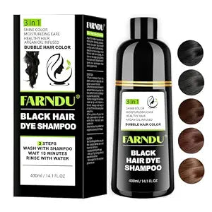 Black Hair Dye Shampoo for Women & Men Gray Hair Coverage