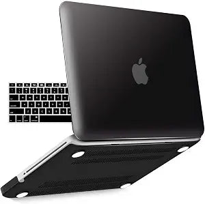 IBENZER Compatible with MacBook Pro 13 Inch case A1278 Release 2012-2008, Plastic Hard Shell Case with Keyboard Cover for Apple Old Version Mac Pro 13 with CD-ROM, Black, P13BK+ 1