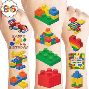 120 PCS Pre-Cut Building Blocks Temporary Tattoos for Kids