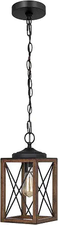 EDISHINE Farmhouse Pendant Light Wood Grain 63 Inch Adjustable Chain