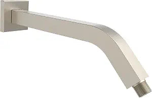 Square Shower Arm and Anti-Scratch O-Ring Flange, 8 inch, Heavy-Duty Solid Brass, Both Soldered 1/2-14 NPT Tapered Threads, Wall Mount Shower Head Extension Arm (Nickel Brushed PVD)