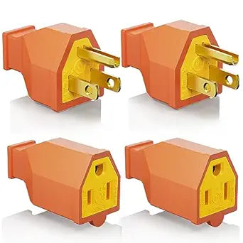 ELEGRP Extension Cord Ends - Male and Female Replacement Plug and Connector Set, Straight Blade, 15A 125V, 2 Pole 3 Wire Grounding, UL Listed, Orange, 2 Sets