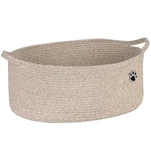 Optish Dog Toy Basket, 30L Toy Box and Bin for Dog Cat Storage, 19.7" X 11" X 7.9" Large Woven Rope Basket for Blankets, Living Room, Bedroom, Brown