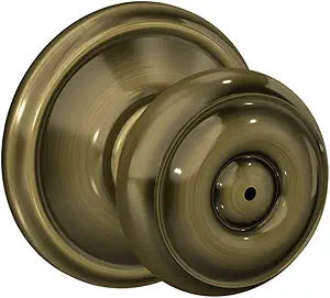Schlage F40 GEO 609 Georgian Door Knob, Bed & Bath Privacy Lock, Antique Brass