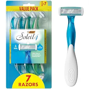 BIC Soleil 4 Womens Disposable Razors, 4-Blade, Flexible Shave, 7-Pack