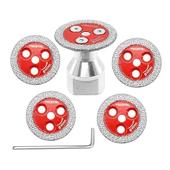 Mini Diamond Engraving Saw Blade - FOCSTOL 5pcs 1-9/16 Inch(40mm) Cutting Disc with 1pc 5/8''-11 Thread Flange for Marble Granite Artificial Stone Porcelain Tile Ceramic