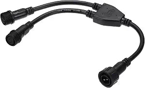 MECCANIXITY 2-Core 2 Pin Y Splitter Connector, 30cm 18AWG IP65 Y Shape 1 Male to 2 Female Extension Cable for LED Lighting