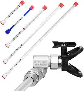 Spray Freely-8 Piece Set of Extension Pole Rod,Airless Paint Sprayer Gun Tip Extension Pole,with Swivel Joint Reversible Spray Tips and Tip Guard Protector (8in 12in 20in 30in 40in)