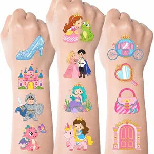 96 PCS Cute Princess Pre-Cut Temporary Tattoos for Kids