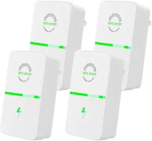 4 PCS Electricity Saving Box, Power Plug Pro Energy Saver, Device Smart Voltage Support Stabilizer, Power Factor Saver, Stop Watt Device Plug-in Outlet Protection for Home & Office