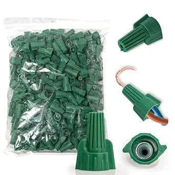 150PCS Green Wire Connectors Nuts with Hole, Winged Ground Wire Connectors-P99 Electrical Grounding Easy Twist-On 14-10 AWG Cables, Ensuring Secure and Reliable Wiring Connections.