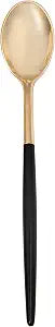 Restaurantware-Moderna 7.75 Inch Fancy Flatware, 50 Durable Plastic Flatware - With Black Handle For Grip, Heavy-duty, Gold Plastic Spoons, Easily Disposable Or Restaurants