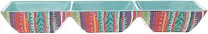 Boston International 3-Section Ceramic Decorative Serving Dish, 15" x 4.5", Fiesta