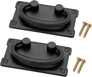 2pcs Vintage Antique Bronze Drawer Ring Pull Handles Knobs Hardware for Dresser Cabinet Door Furniture Drawers Bronze Hand Mission Hardware(Black)