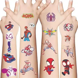 10 Sheets Spider-Man Temporary Tattoos Stickers Mixed Style Body Art Temporary Tattoos Fake stickerfor Classroom Reward Birthday Party Event Decor (Superhero)